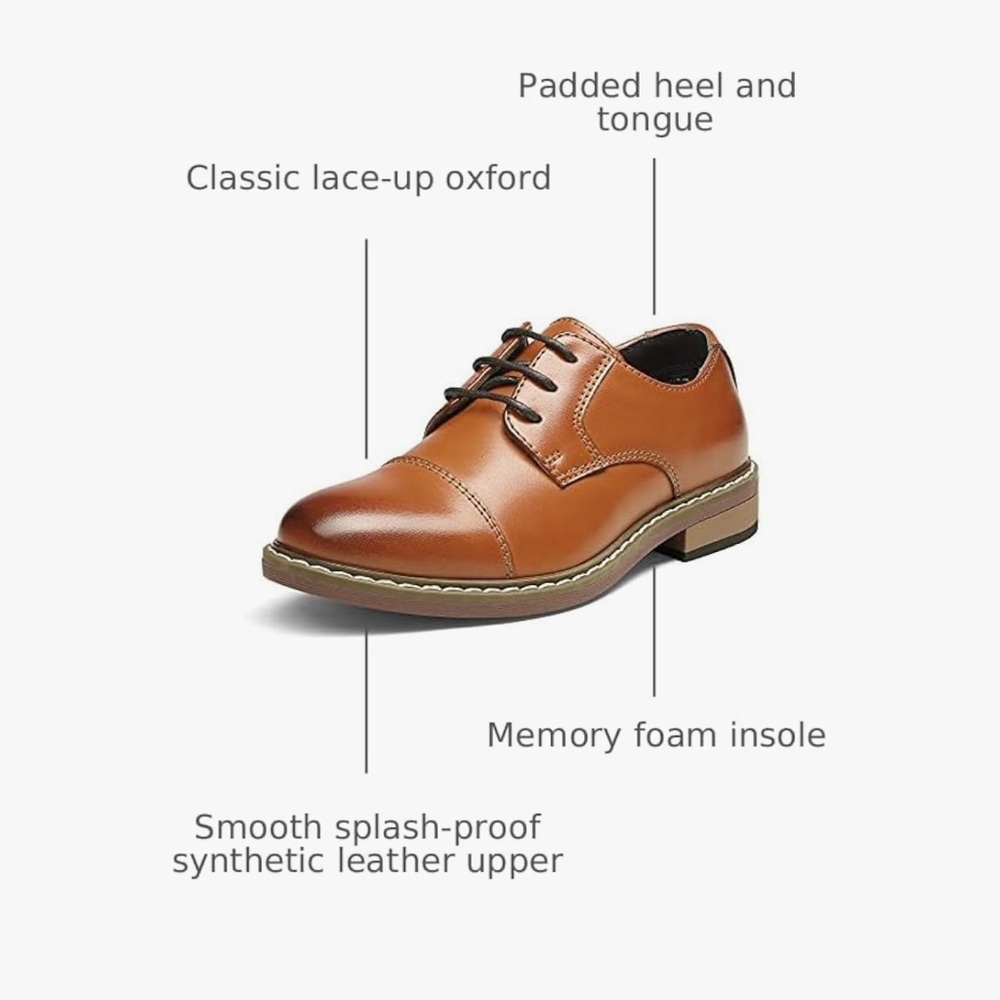 Bruno Marc Boys’ Oxford Dress Shoe- Stylish Brown Kids Dress Shoes - Picture 7 of 7